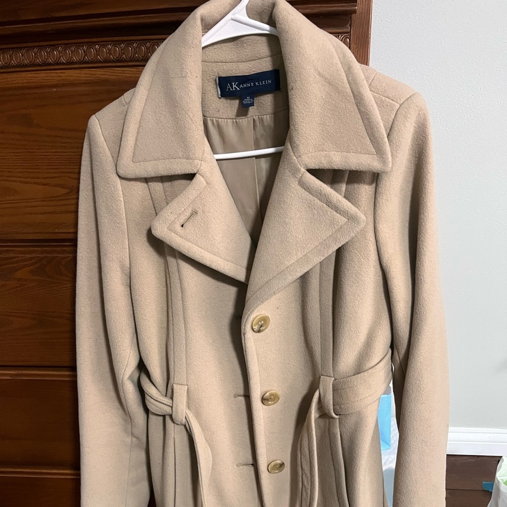 Anne Klein Wool Khaki Coat